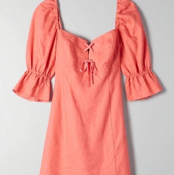 Aritzia Wilfred Stanza Dress || Orange Pink - Picture 2 of 5